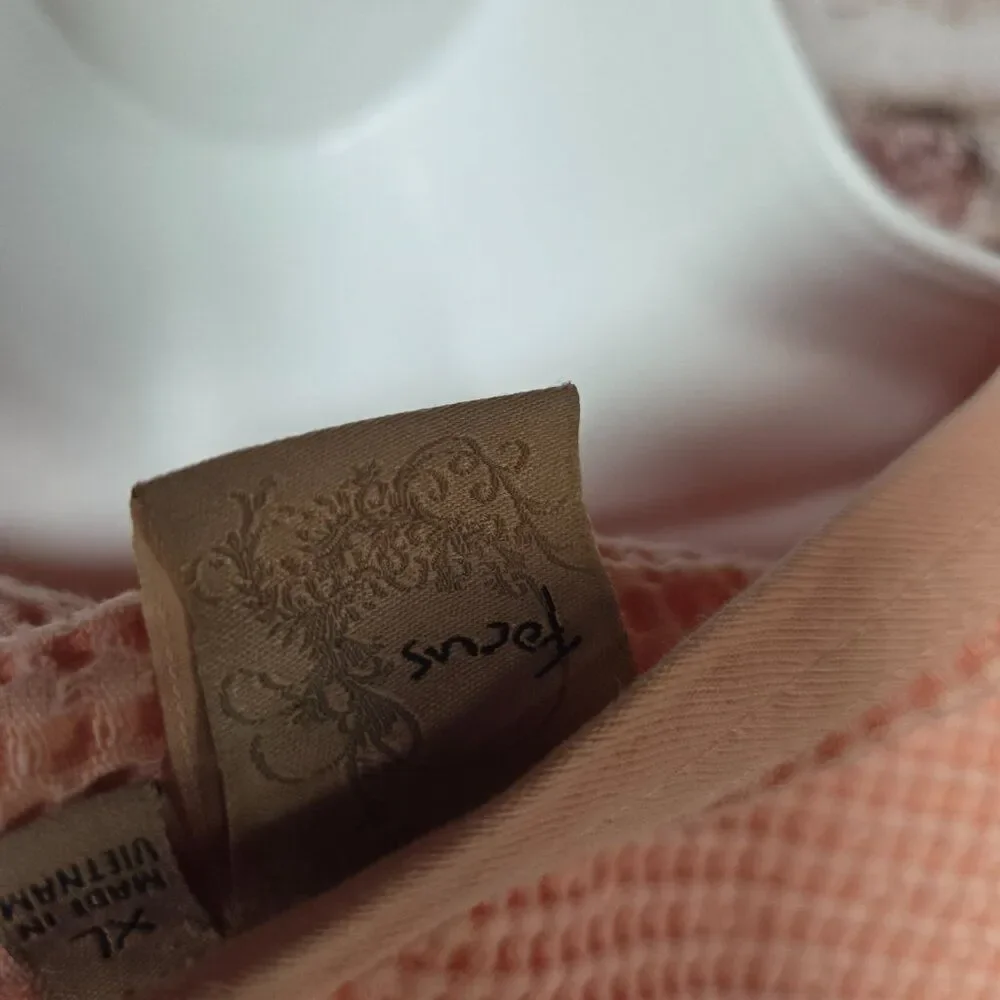 Focus Honeycomb Knit Pullover Sweater | Women’s XL‎ | Pink Peach